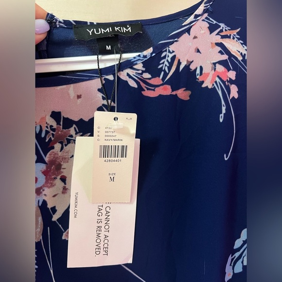 Yumi Kim Anthropology Blue and Pink Maxi Gown Bishop Sleeves Size Medium NWT - Picture 2 of 12